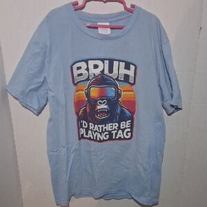 Port and Company Light Blue 'Bruh' Graphic Tee